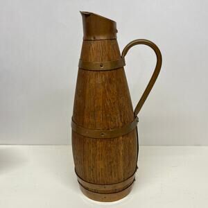Vintage French Oak and Copper Cider Serving Jug